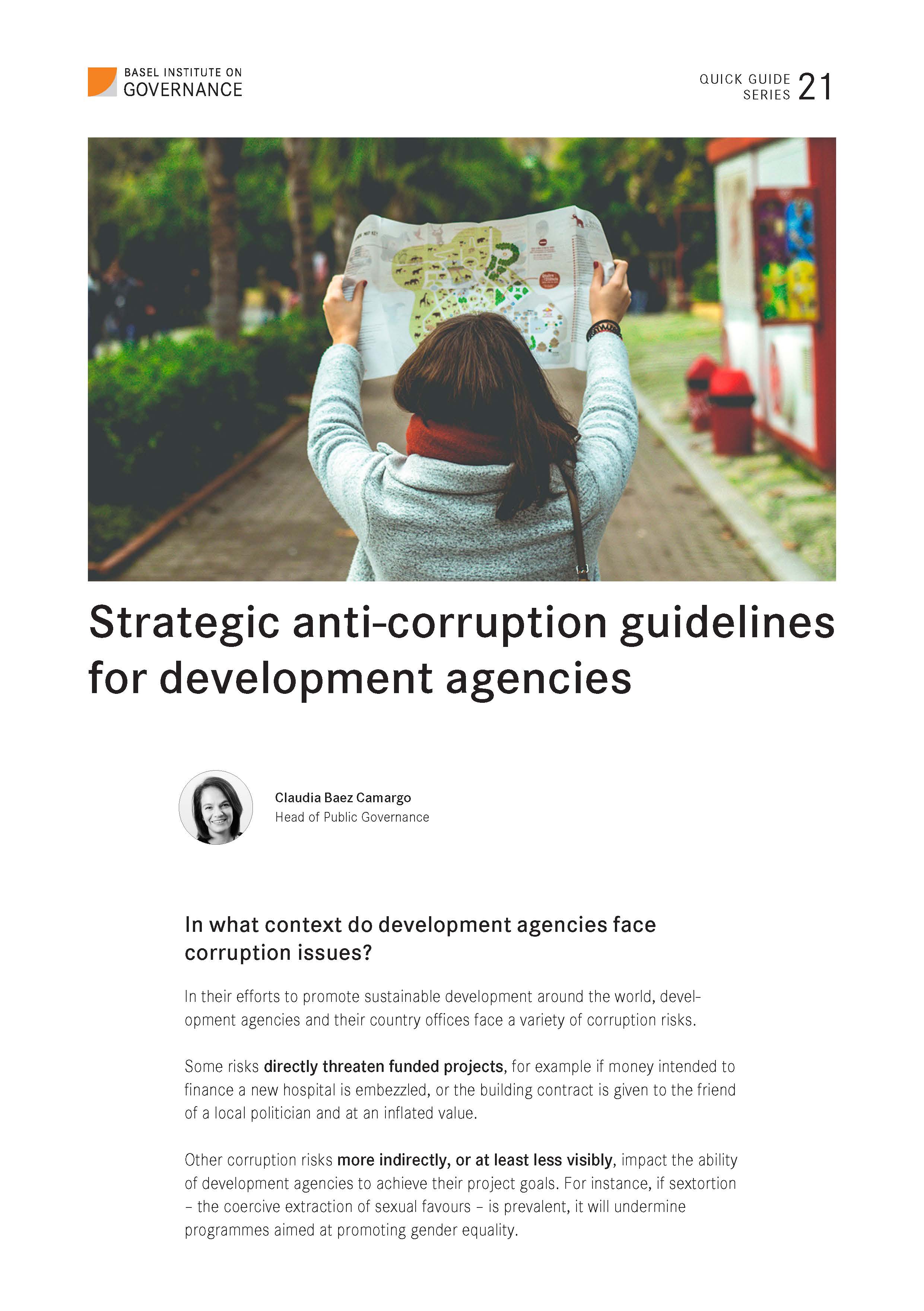 Cover page of quick guide to strategic anti-corruption guidelines for development agencies