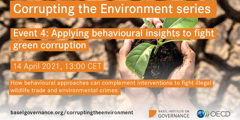 Slide promoting webinar on applying behavioural approaches to fight green corruption