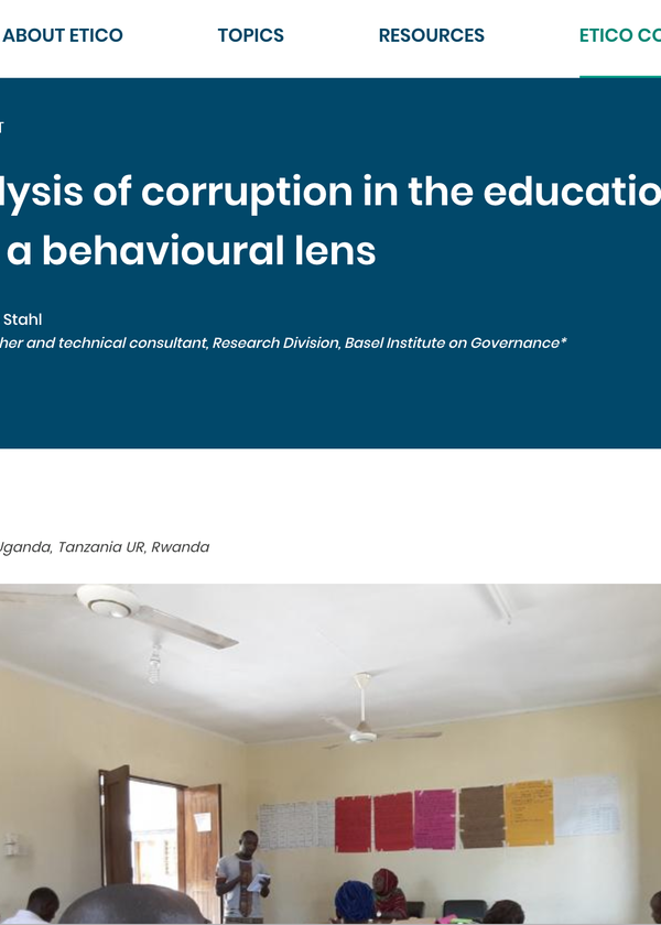 The analysis of corruption in the education sector through a behavioural lens
