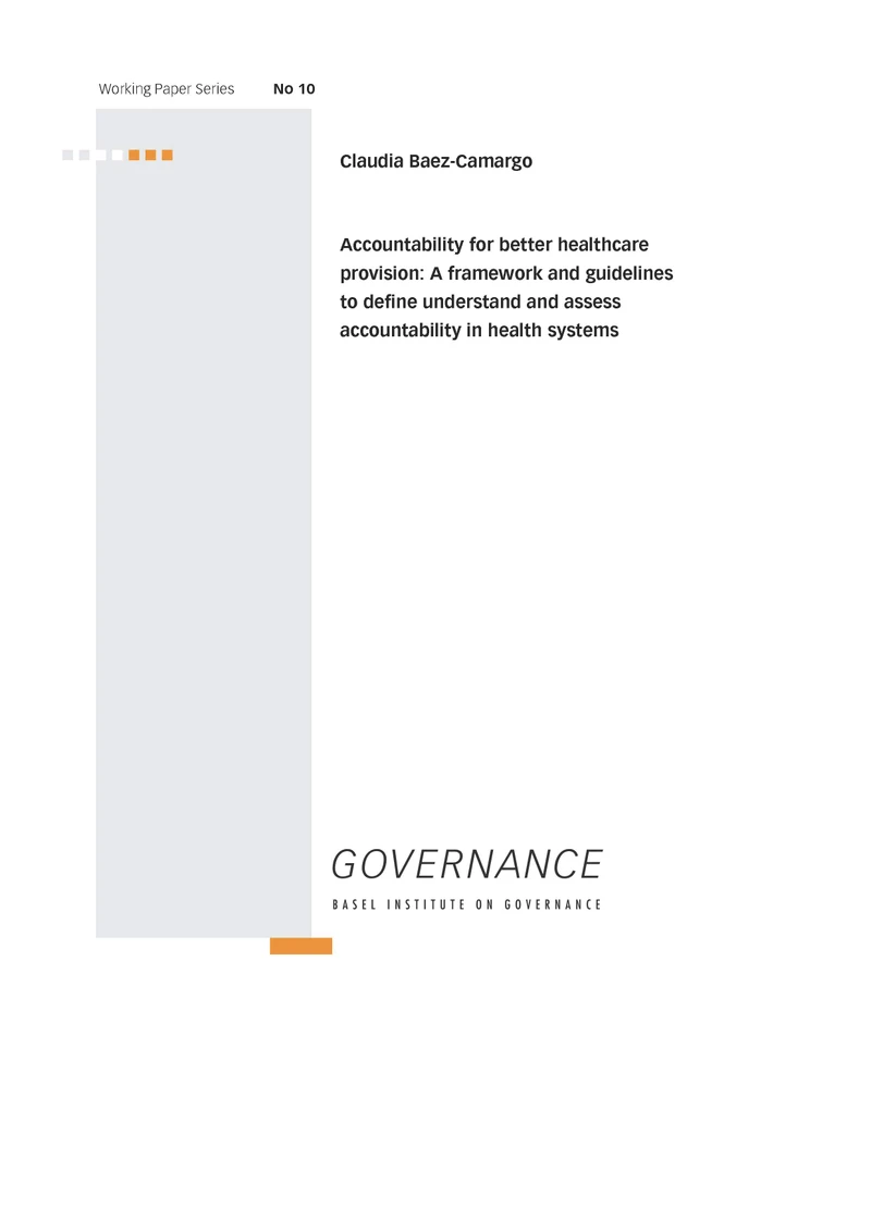 Working Paper 10: Accountability for better healthcare provision cover