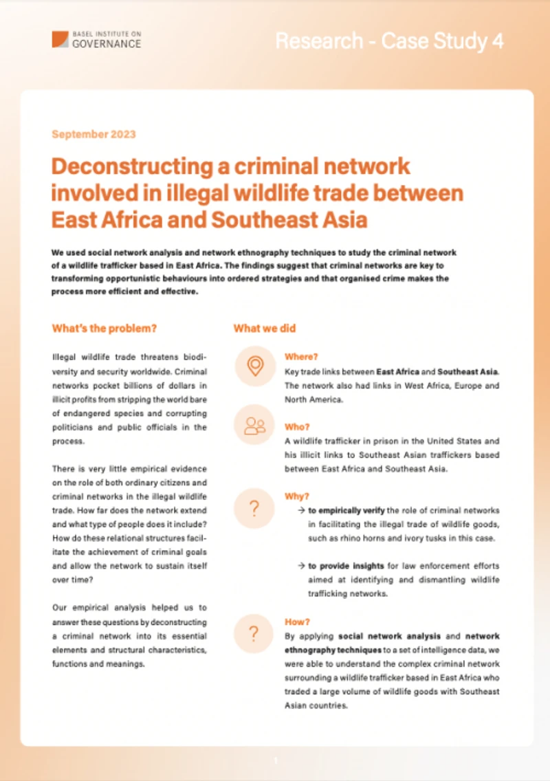 Research Case Study 4: Deconstructing a criminal network involved in illegal wildlife trade between East Africa and Southeast Asia  cover