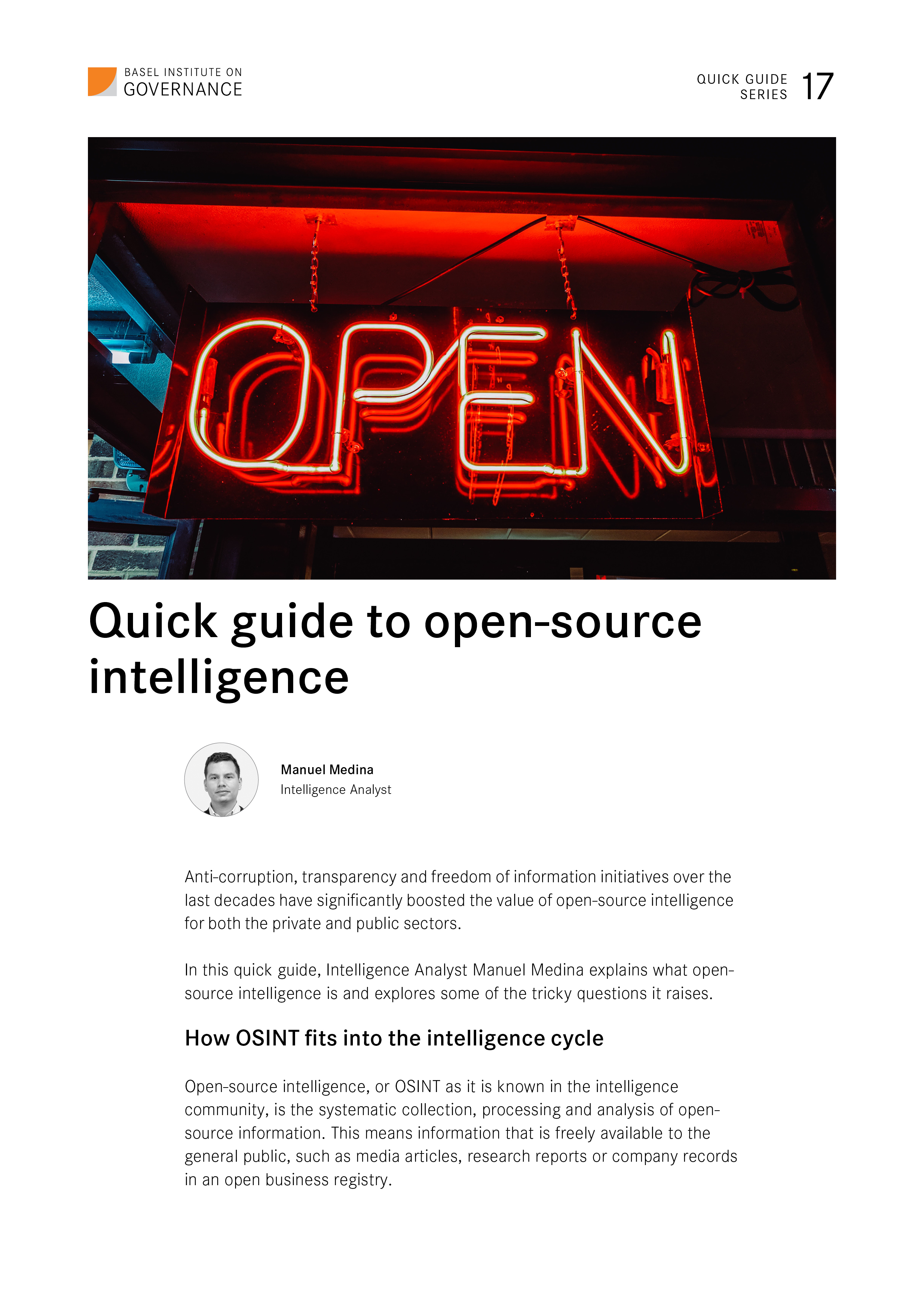 Quick Guide 17: Open-source intelligence