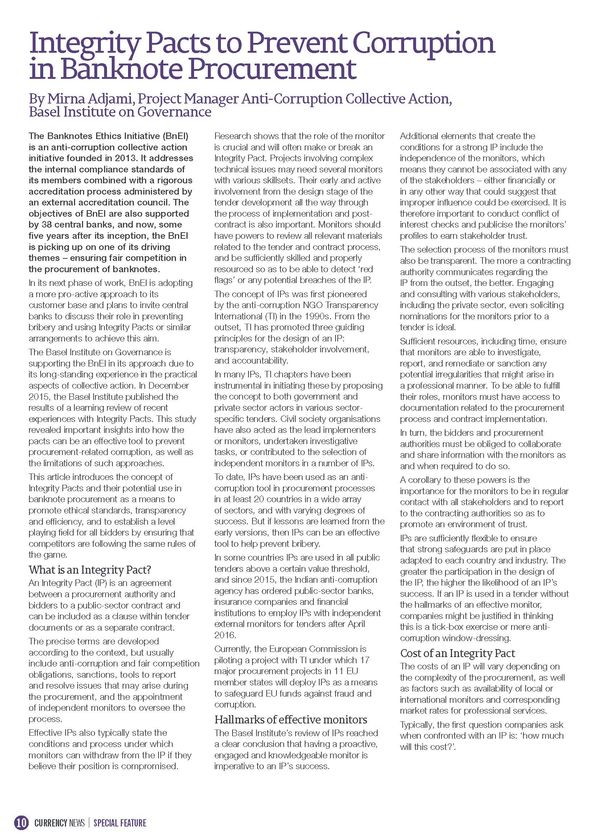 Integrity Pacts to Prevent Corruption in Banknote Procurement