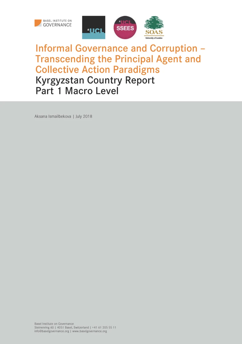 Informal Governance and Corruption – Transcending the Principal Agent and Collective Action Paradigms in Kyrgyzstan cover