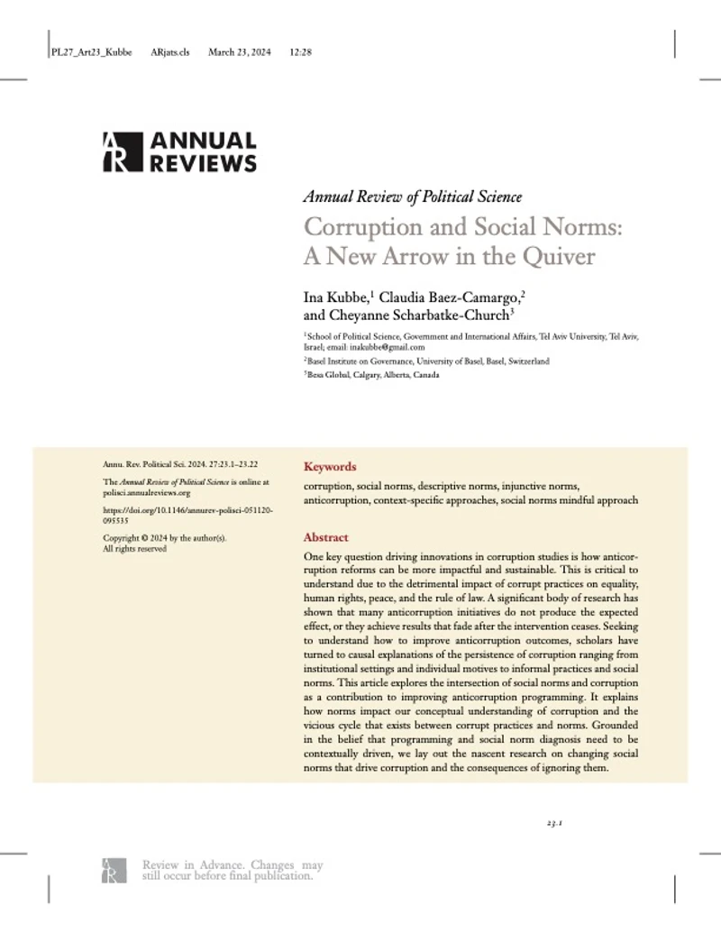 Corruption and Social Norms: A New Arrow in the Quiver cover