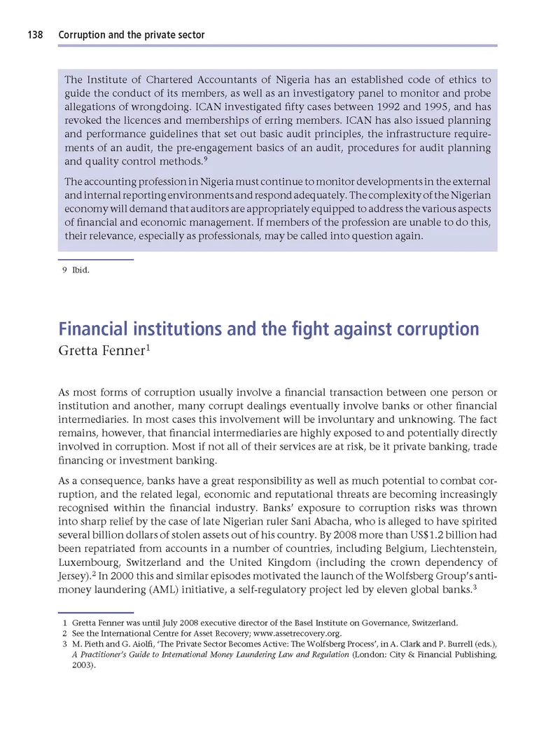 Financial institutions and the fight against corruption cover