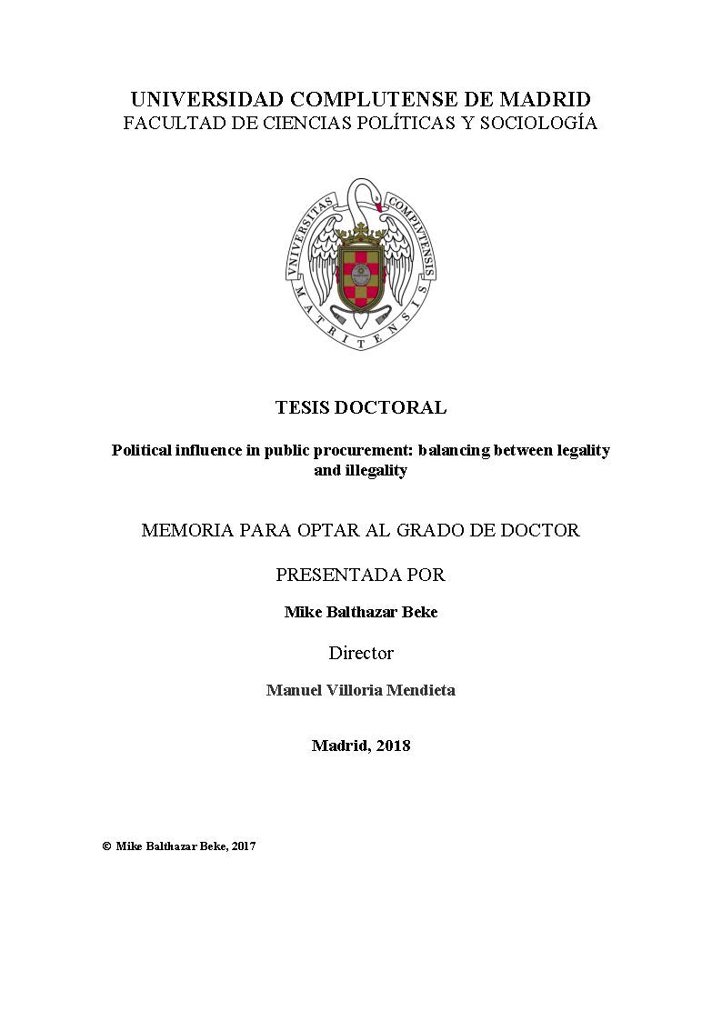 Political influence in public procurement: balancing between legality and illegality