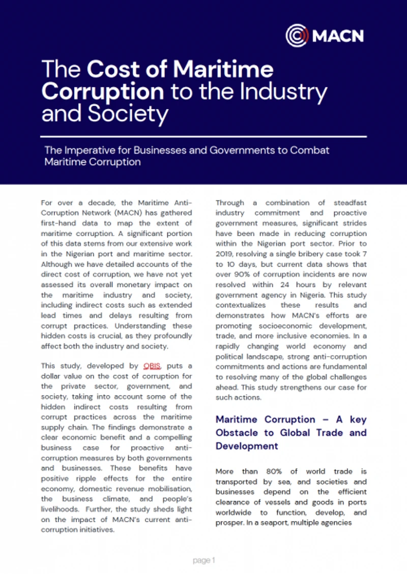 The Cost of Maritime Corruption to the Industry and Society cover