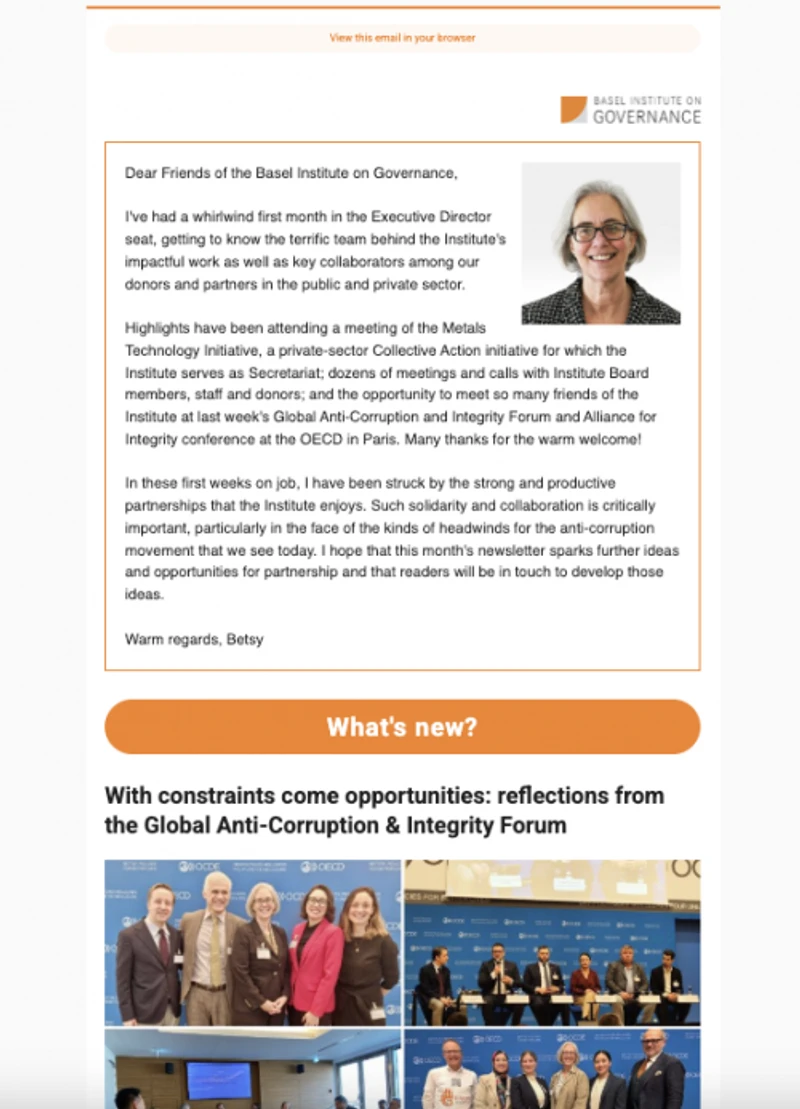 Basel Institute newsletter - April 2025 cover
