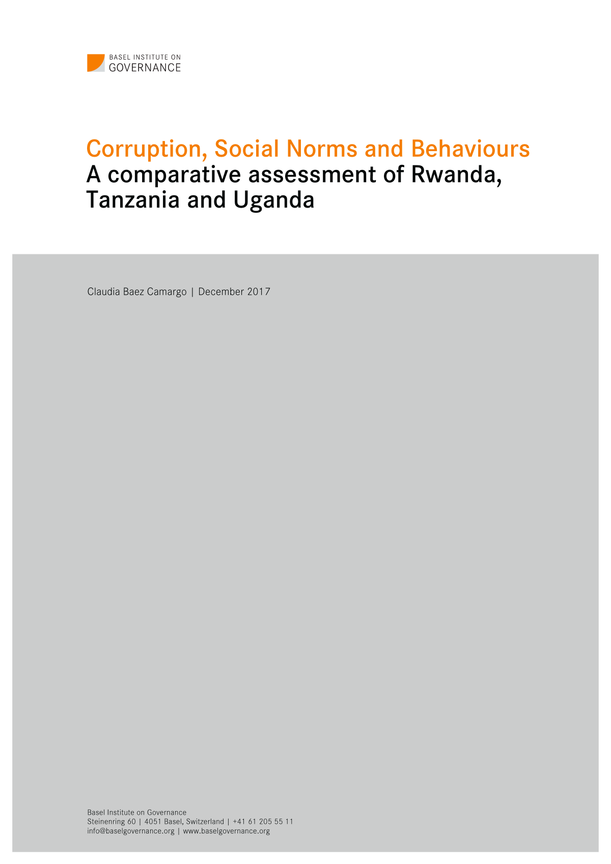 Corruption, social norms and behaviours: a comparative assessment of Rwanda, Tanzania and Uganda