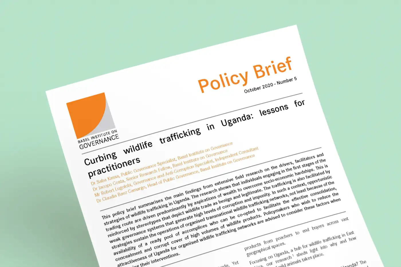 Policy recommendations: combating wildlife trafficking in Uganda