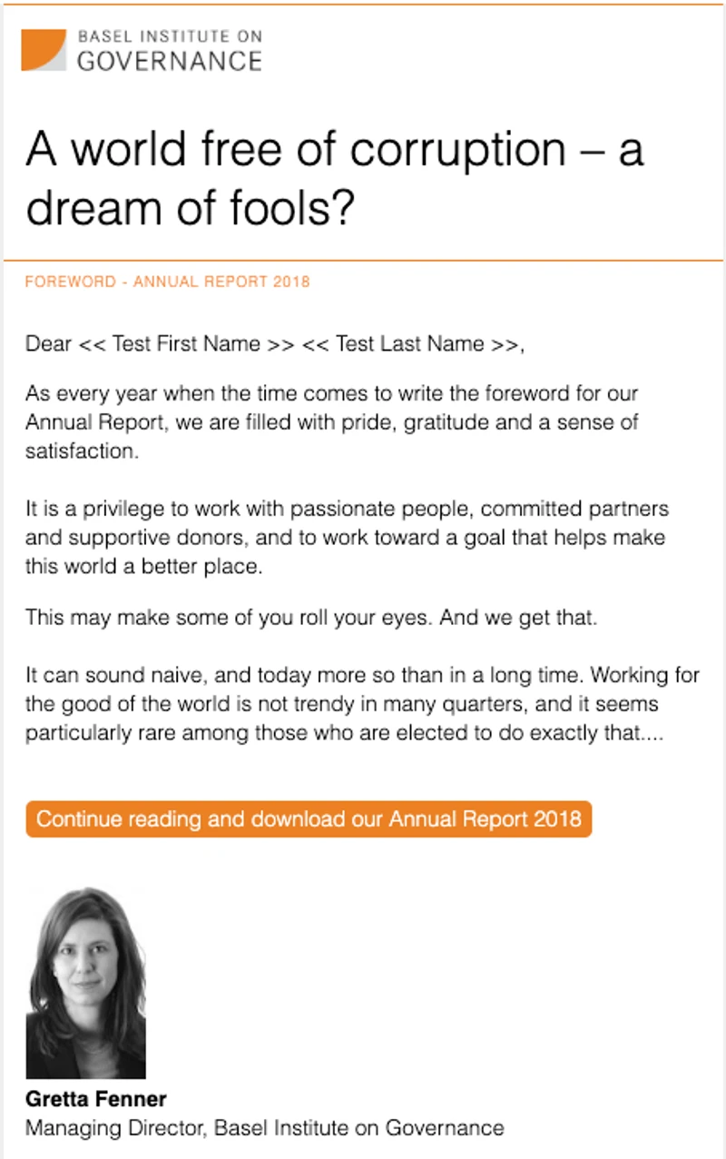 Basel Institute newsletter - August 2019 cover