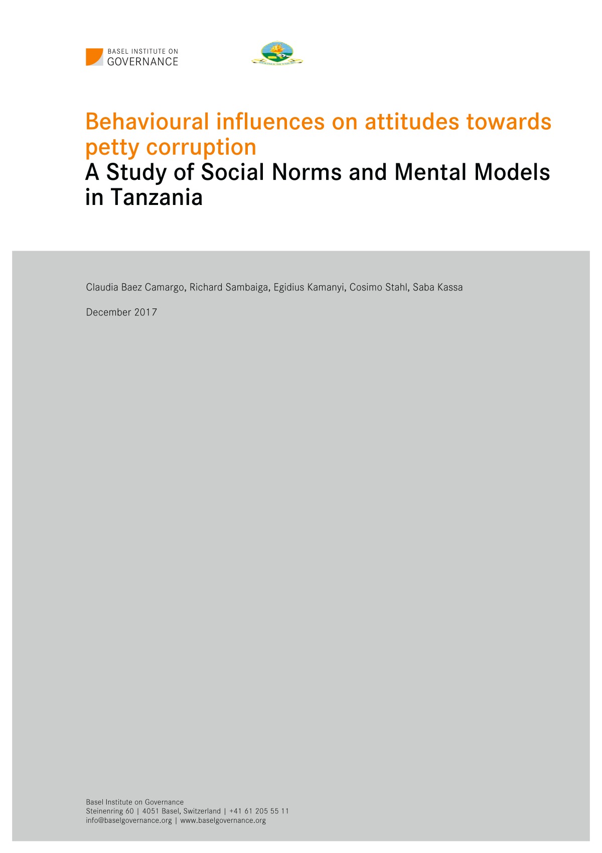Behavioural influences on attitudes towards petty corruption: a study of social norms, automatic thinking and mental models in Tanzania