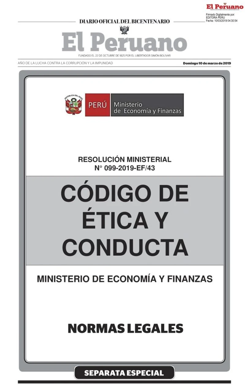 Código de Ética y Conducta - Ministerio de Economía y Finanzas en Perú cover