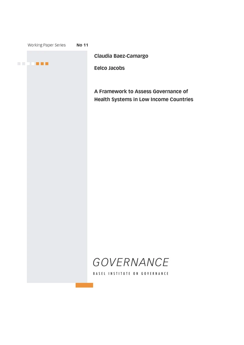 Working Paper 11: A framework to assess governance of health systems in low income countries cover