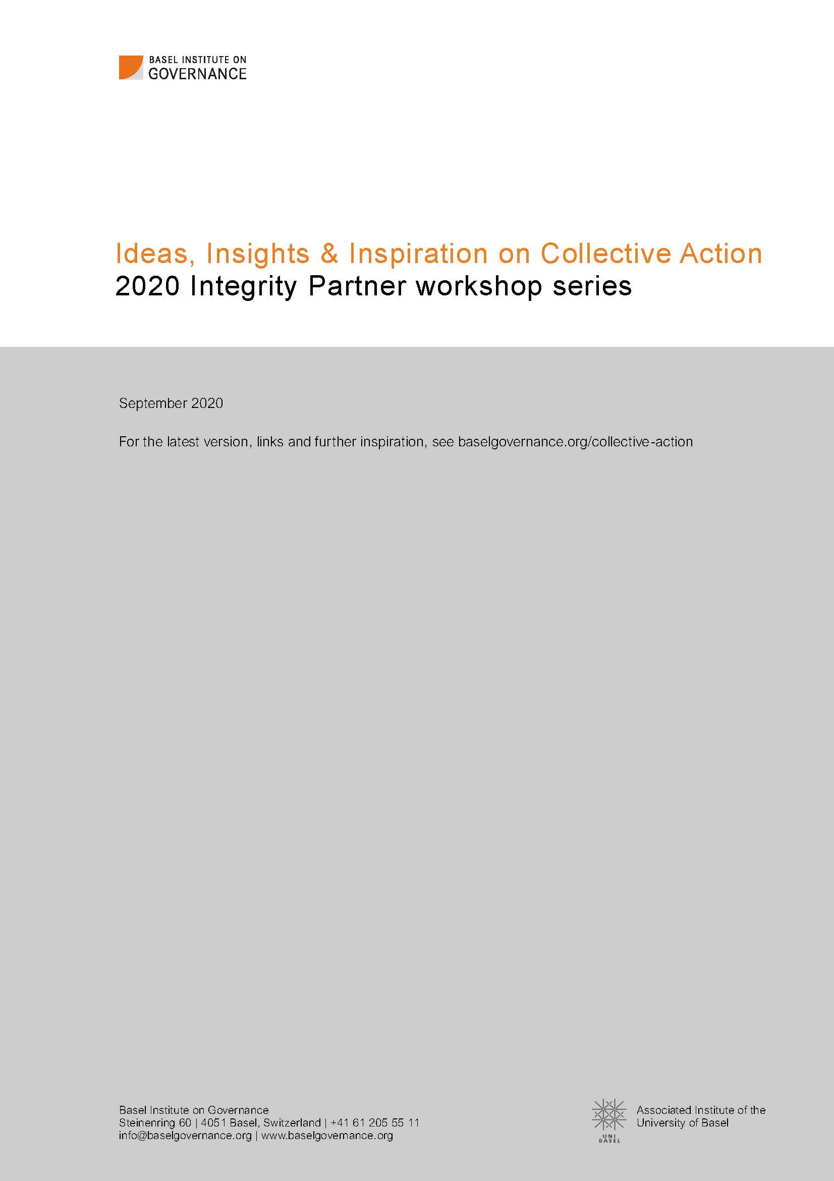 Collective Action ideas, insights and inspiration – 2020 Integrity Partner workshop series