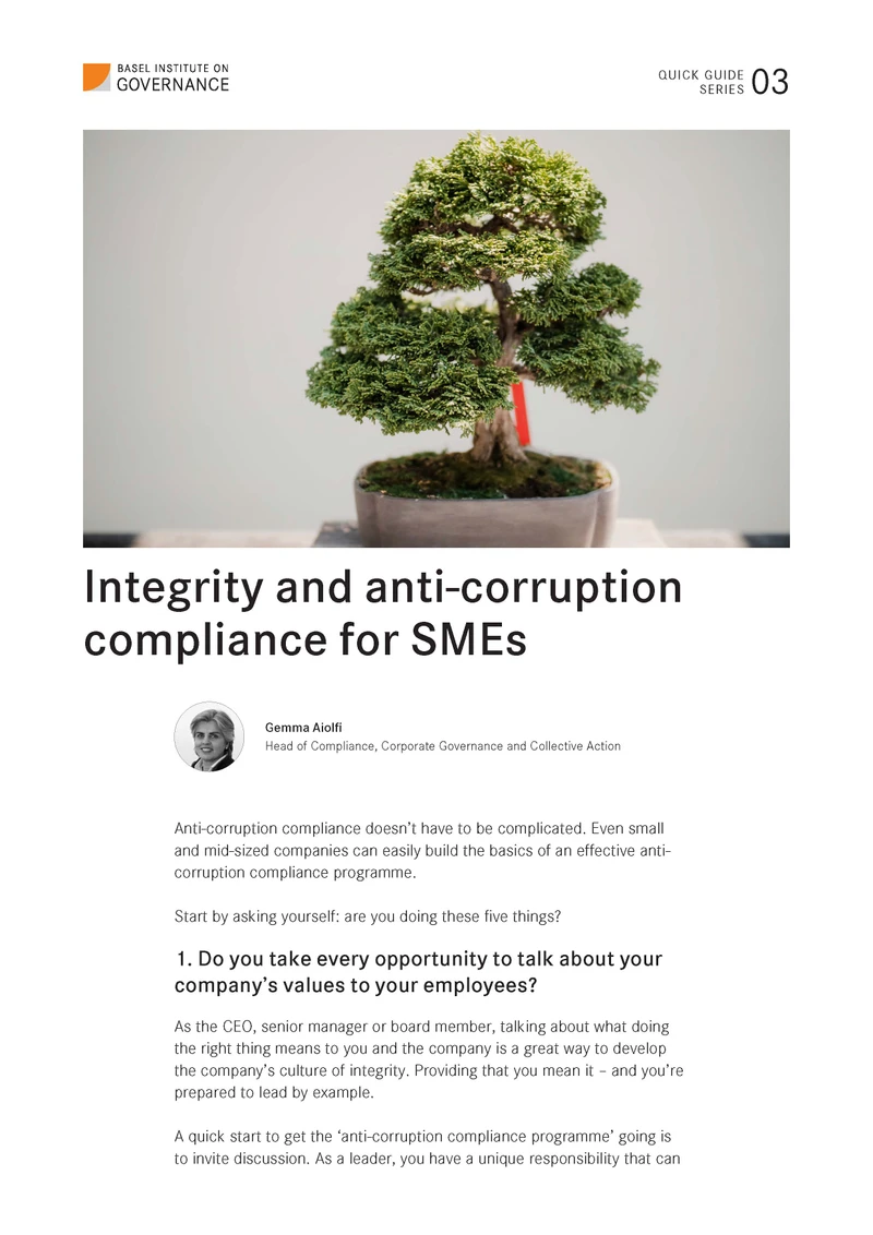 Quick Guide 3: Integrity and anti-corruption compliance for SMEs cover