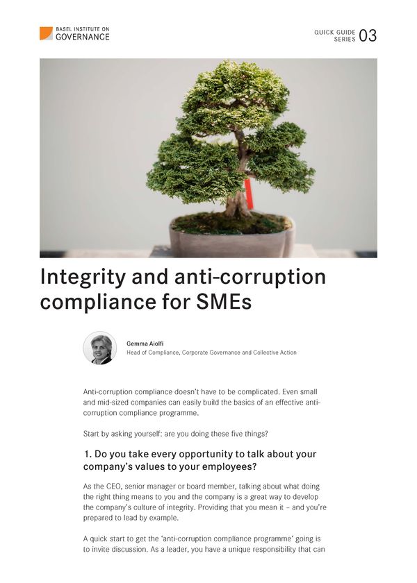 Quick Guide 3: Integrity and anti-corruption compliance for SMEs