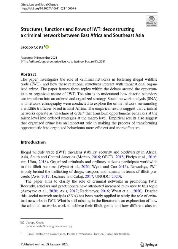 Structures, functions and flows of IWT: deconstructing a criminal network between East Africa and Southeast Asia