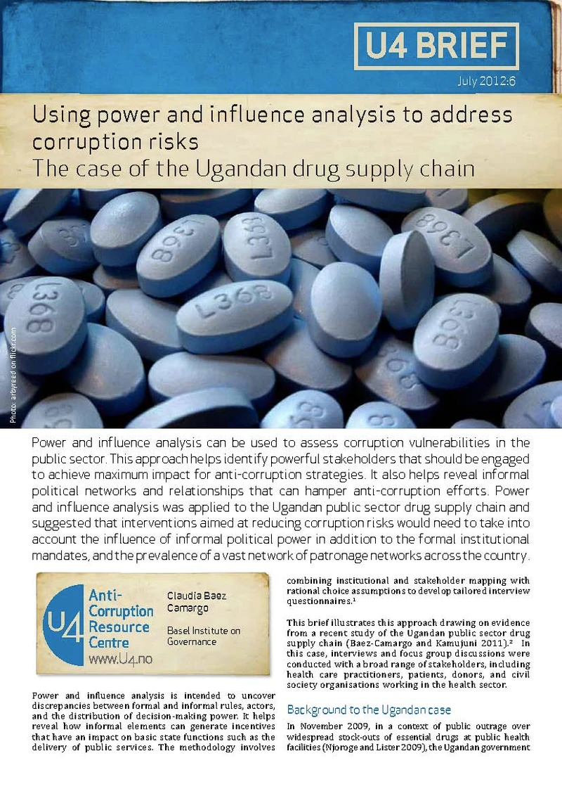 Using power and influence analysis to address corruption risks: the case of the Ugandan drug supply chain cover