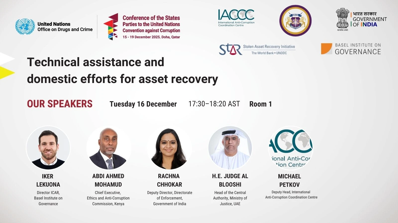 Technical assistance and domestic efforts for asset recovery (CoSP11 special event)