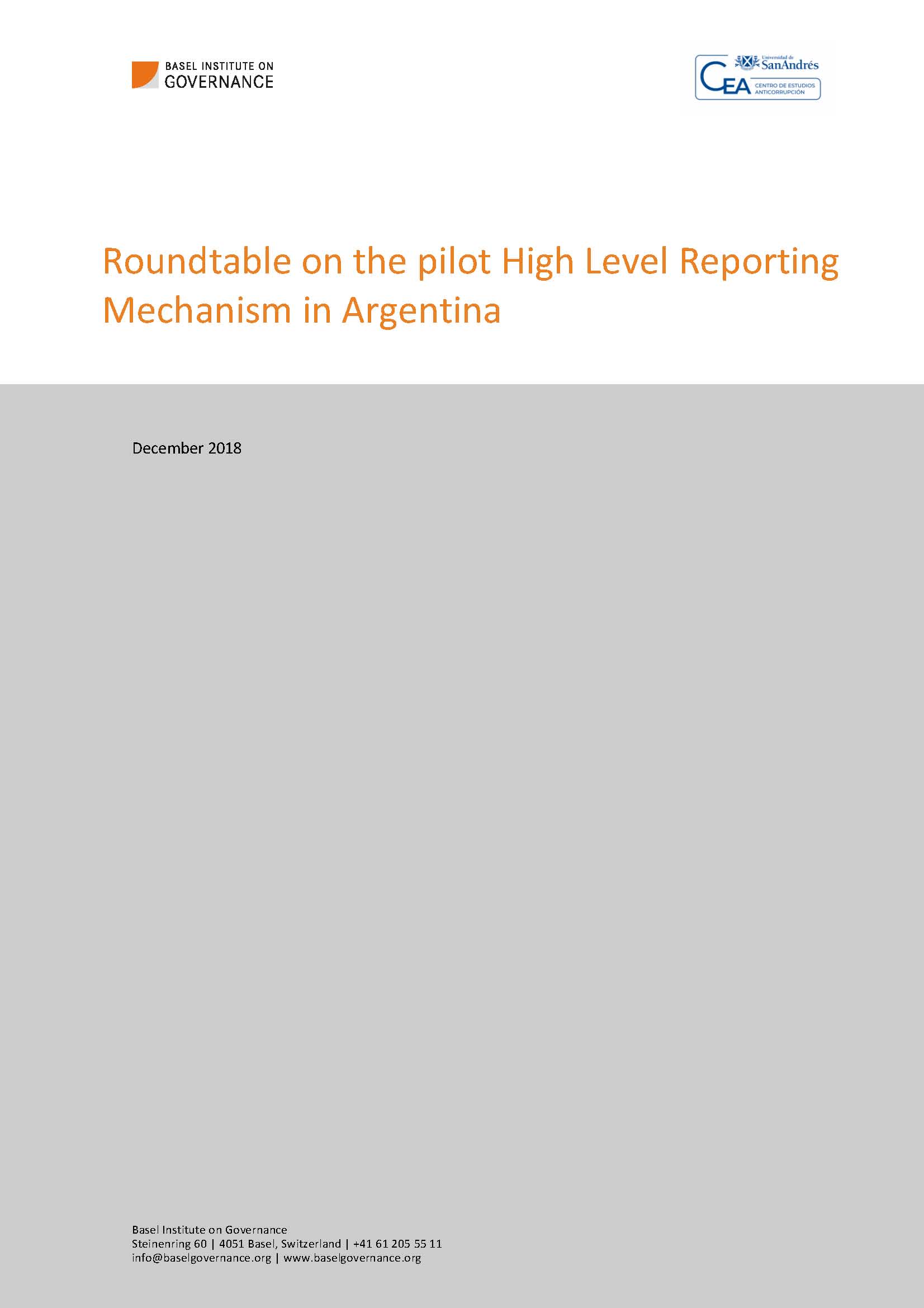 Roundtable on the pilot High Level Reporting Mechanism in Argentina