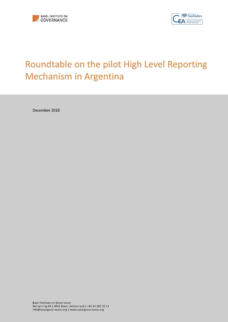 Roundtable on the pilot High Level Reporting Mechanism in Argentina cover