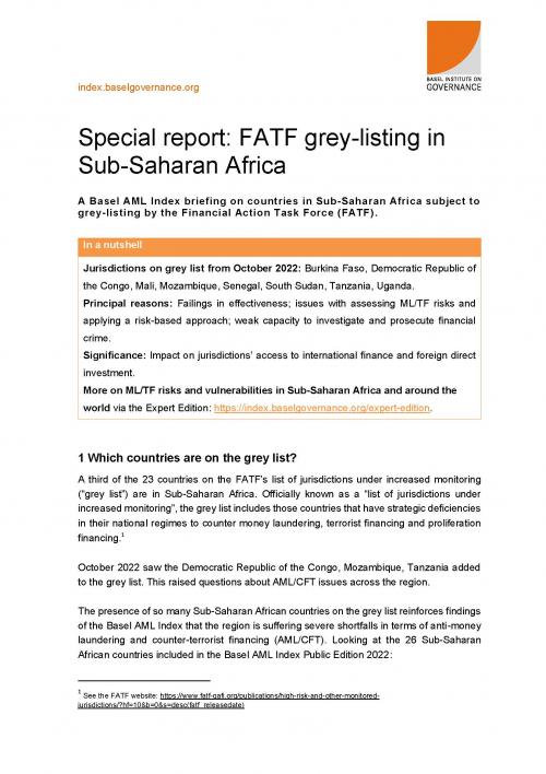 Basel AML Index briefing: FATF grey-listing in Sub-Saharan Africa