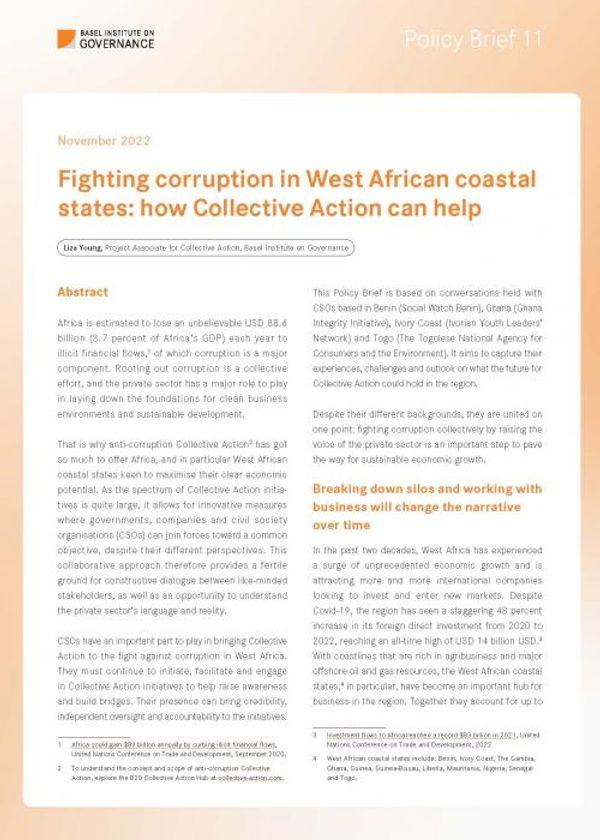 Policy Brief 11: Fighting corruption in West African coastal states: how Collective Action can help