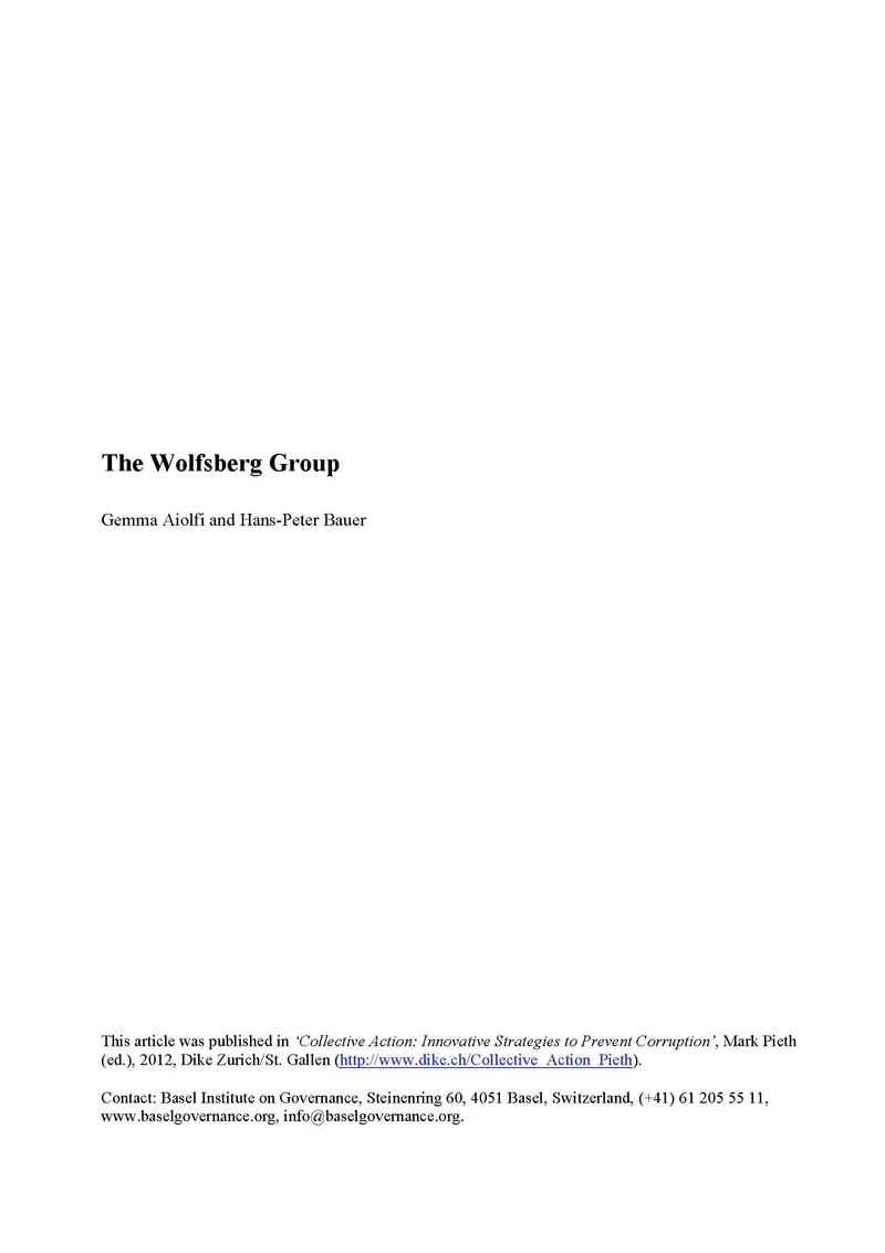 The Wolfsberg Group cover