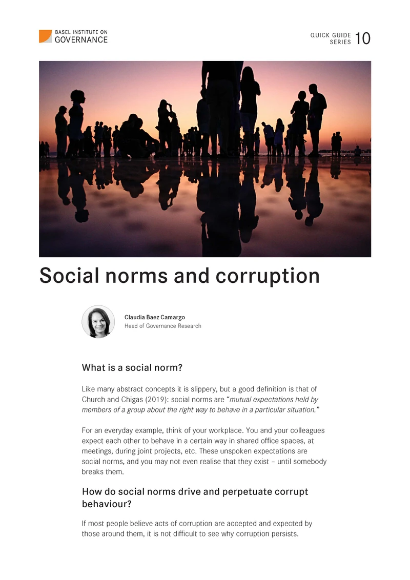 Quick Guide 10: Social norms and corruption cover