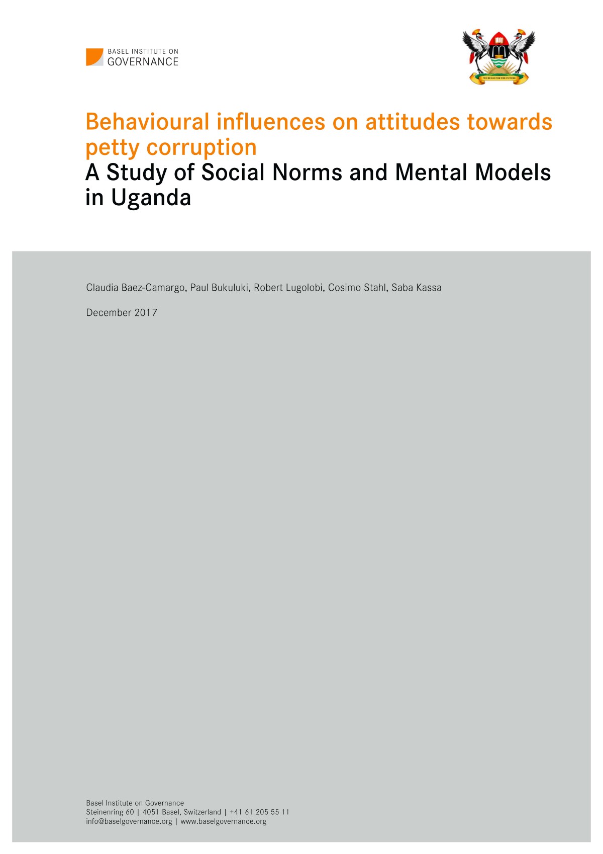 Behavioural influences on attitudes towards petty corruption: a study of social norms, automatic thinking and mental models in Uganda