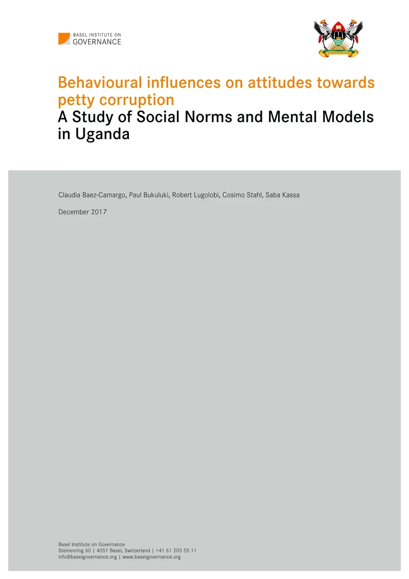 Behavioural influences on attitudes towards petty corruption: a study of social norms, automatic thinking and mental models in Uganda cover