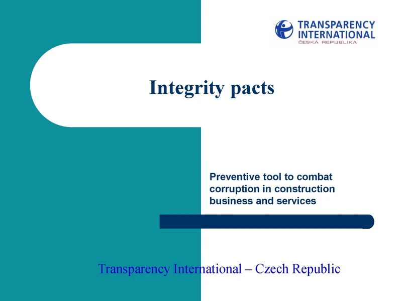 Integrity Pacts: Preventive tool to combat corruption in construction business and services cover