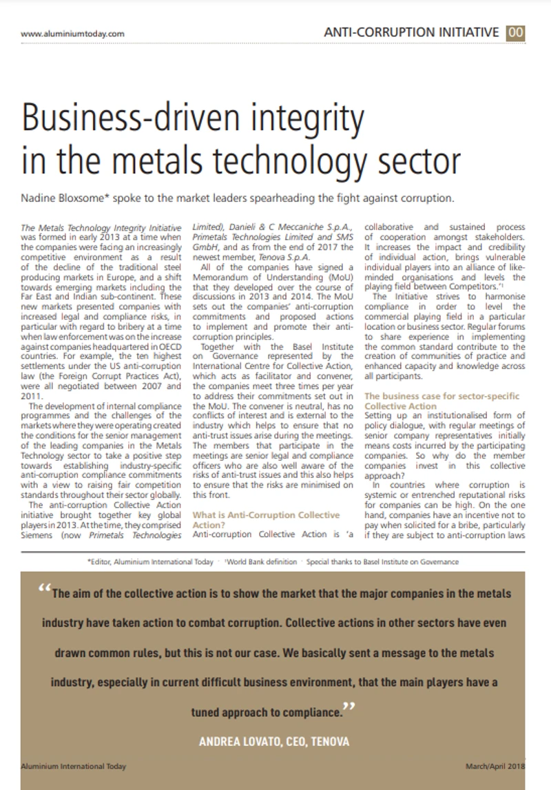 Business-driven Integrity in the Metals Technology Sector cover