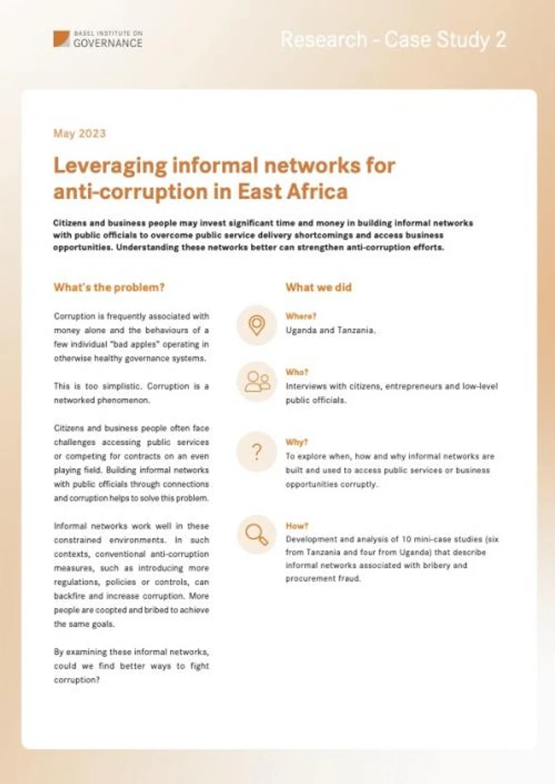 Research case study 2: Leveraging informal networks for anti-corruption in East Africa cover