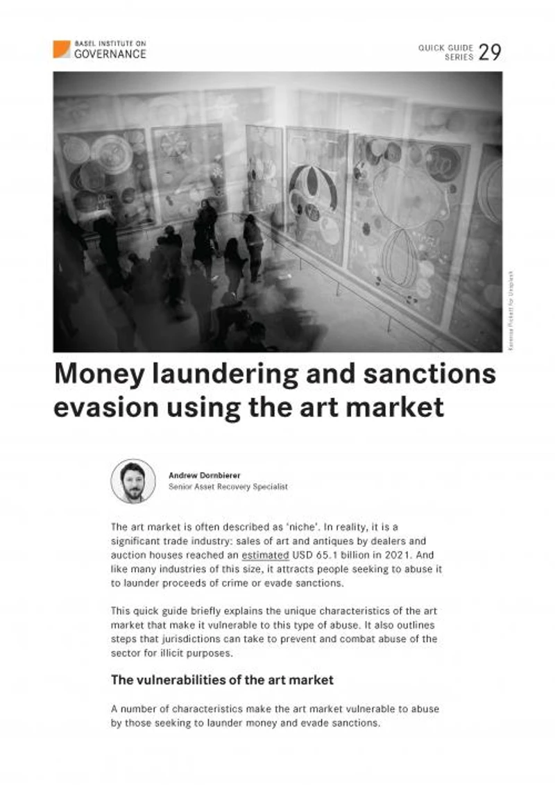 Quick Guide 29: Money laundering and sanctions evasion using the art market cover