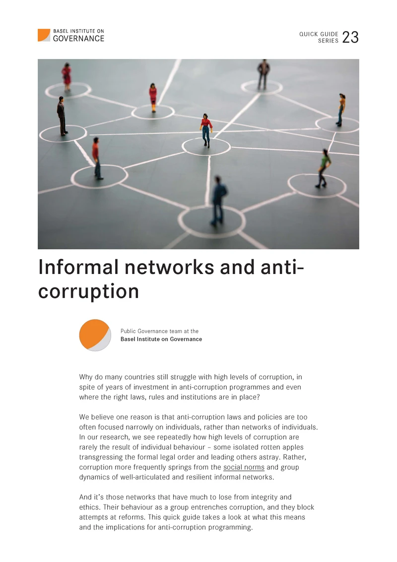 Quick Guide 23: Informal networks and anti-corruption cover
