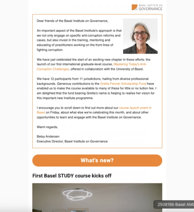 Basel Institute newsletter - September 2025 cover