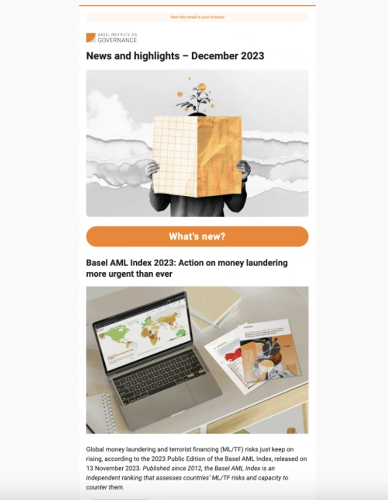 Basel Institute newsletter - December 2023 cover