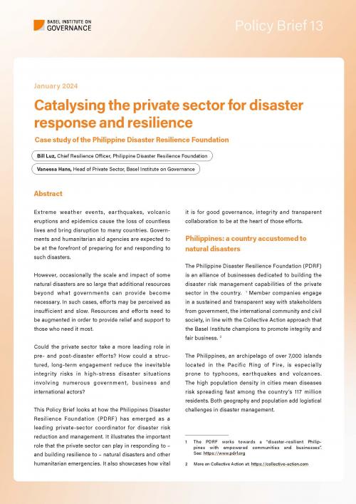 Policy Brief 13: Catalysing the private sector for disaster response and resilience – Case study of the Philippine Disaster Resilience Foundation