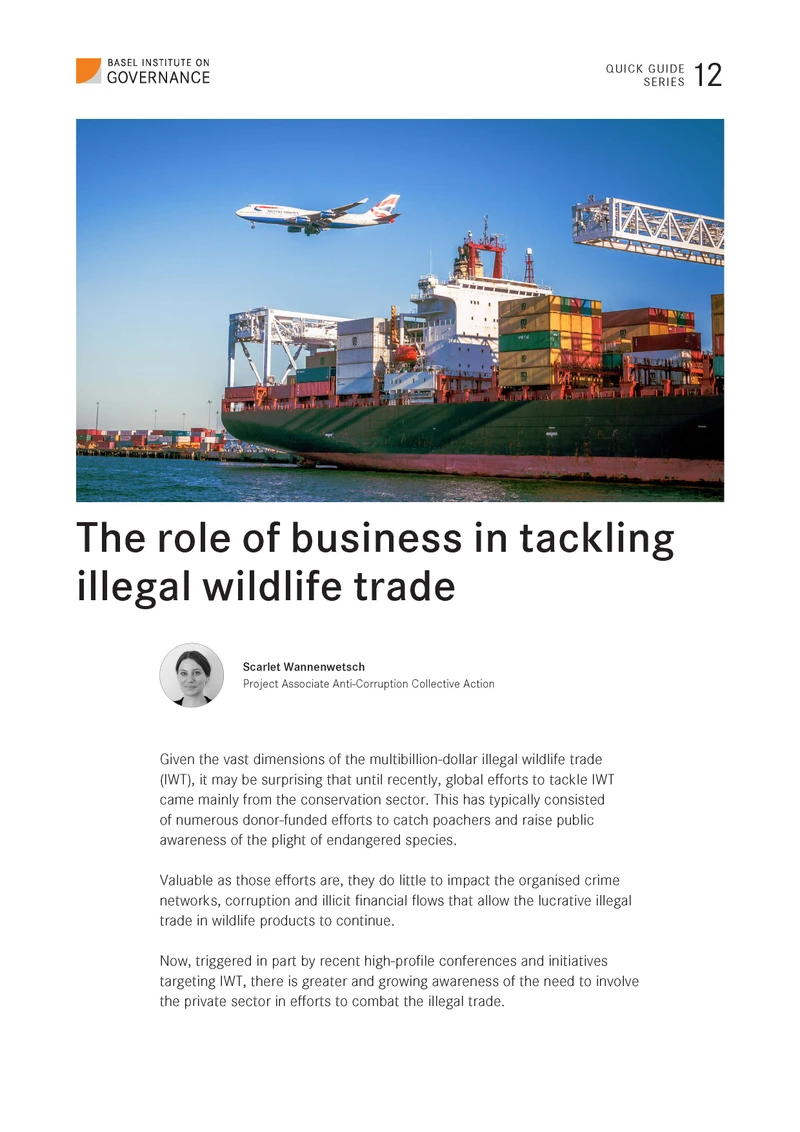 Quick Guide 12: The role of business in tackling illegal wildlife trade cover