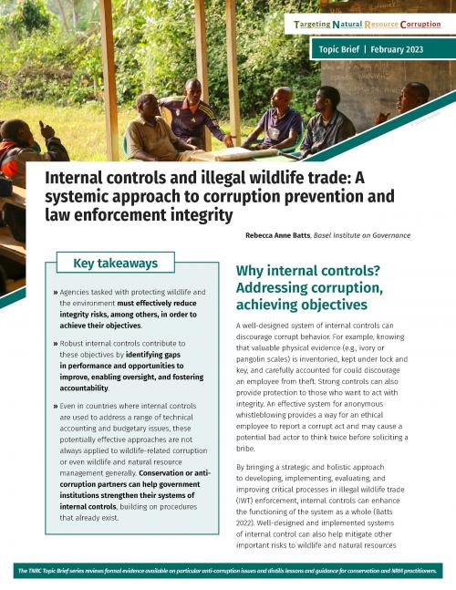 Internal controls and illegal wildlife trade: A systemic approach to corruption prevention and law enforcement integrity cover