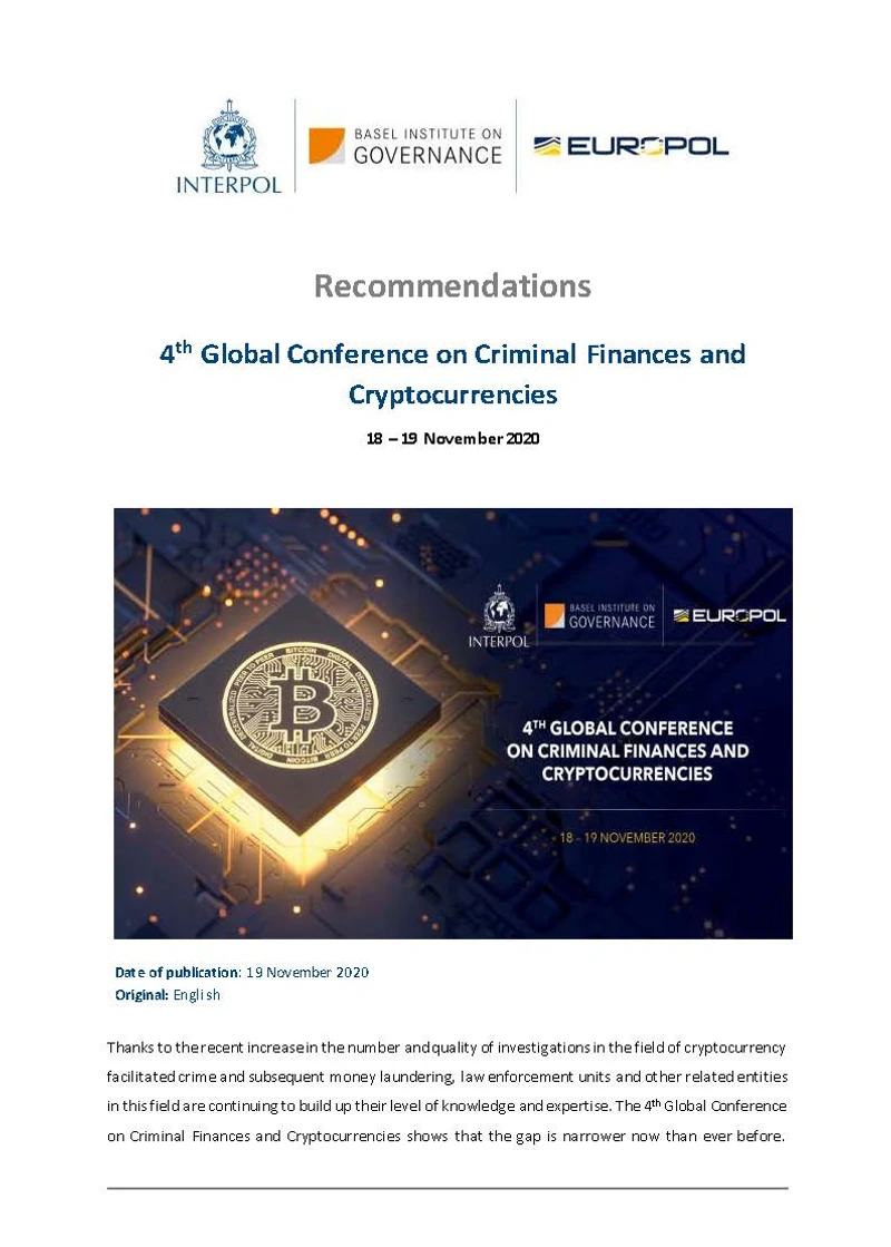 Recommendations of the 4th Global Conference on Cryptocurrencies and Criminal Finances cover