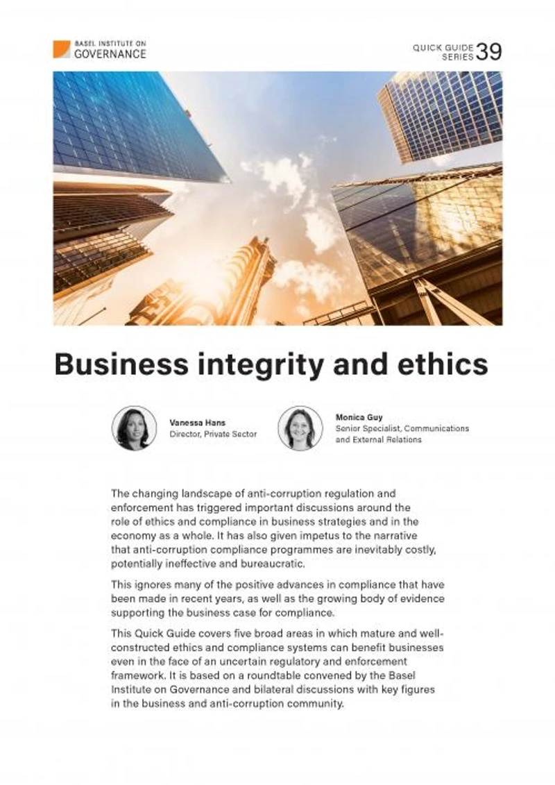 Quick Guide 39: Business integrity and ethics cover