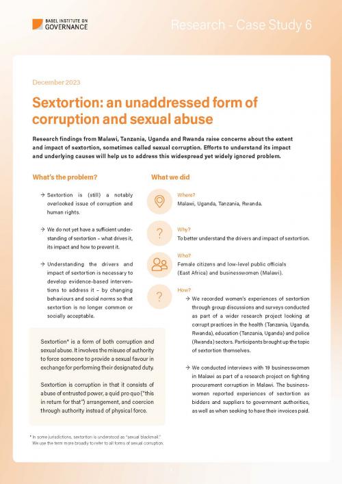 Research Case Study 6: Sextortion – an unaddressed form of corruption and sexual abuse