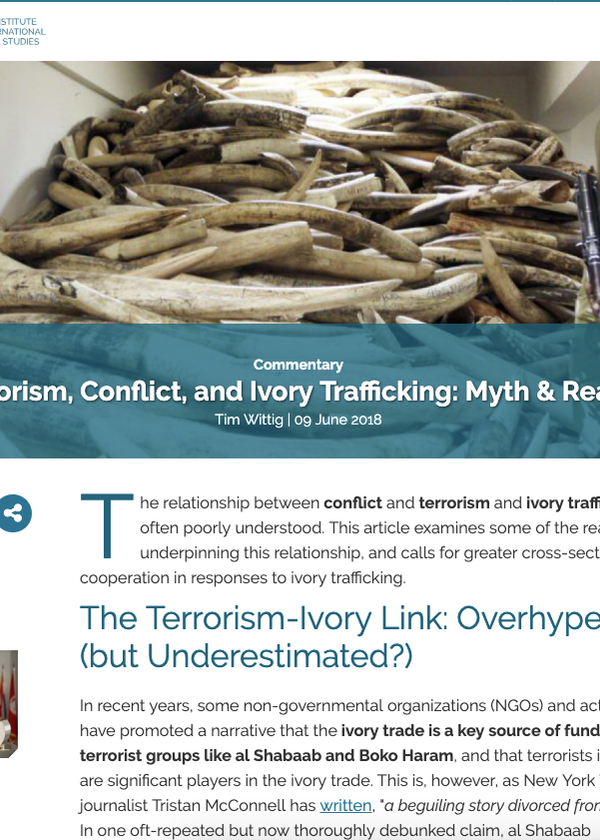 Terrorism, Conflict, and Ivory Trafficking: Myth &amp; Reality