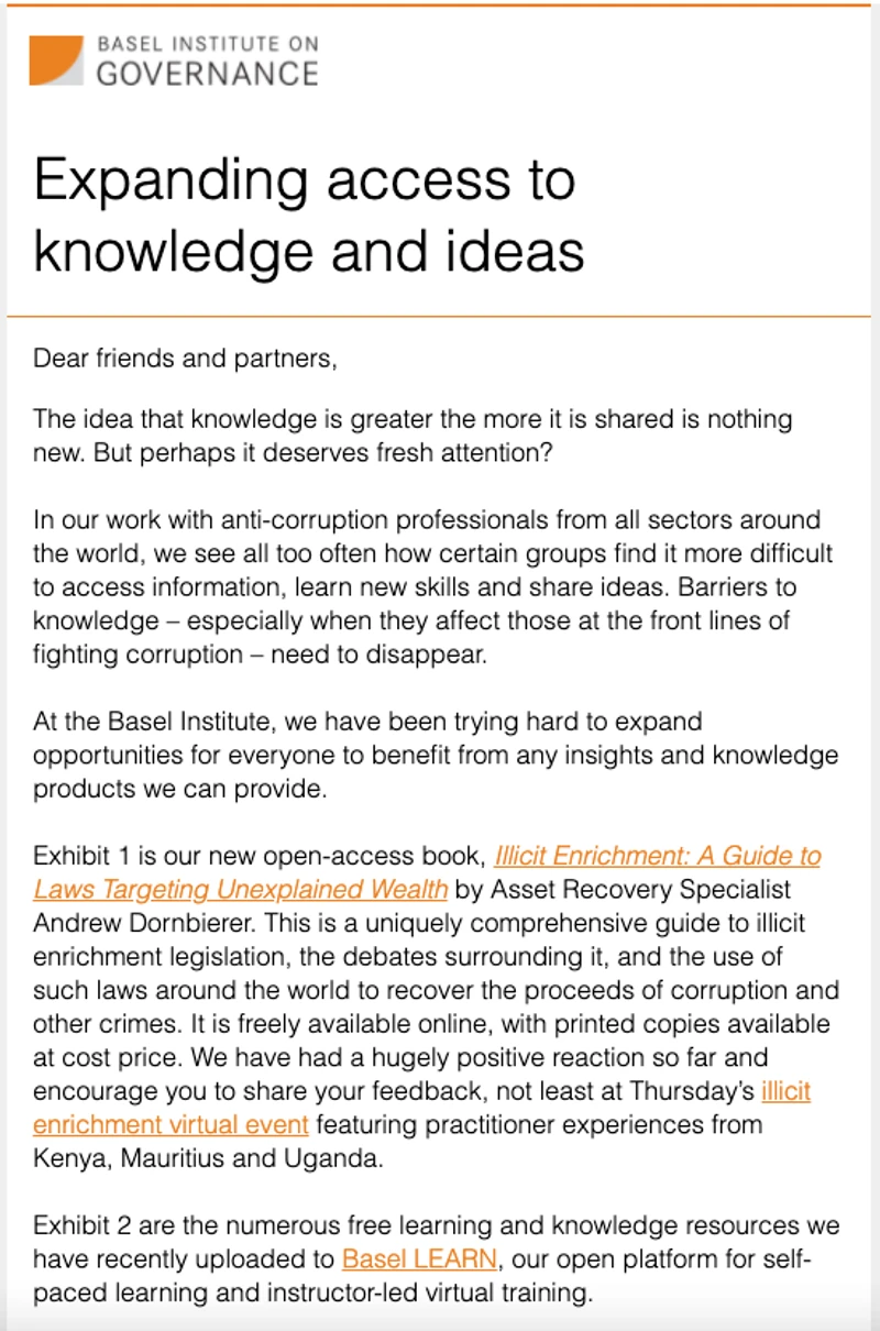 Basel Institute newsletter - June 2021 cover