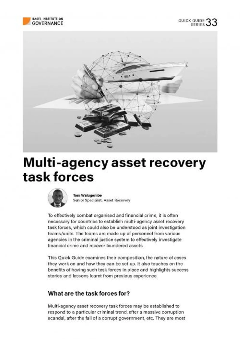 Quick Guide 33: Multi-agency asset recovery task forces cover