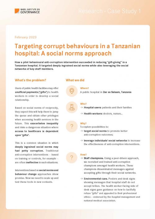 Research Case Study 1: Targeting corrupt behaviours in a Tanzanian hospital: A social norms approach